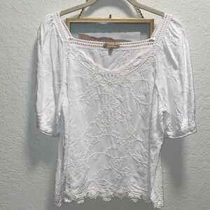 Democracy White Embroidered Blouse
